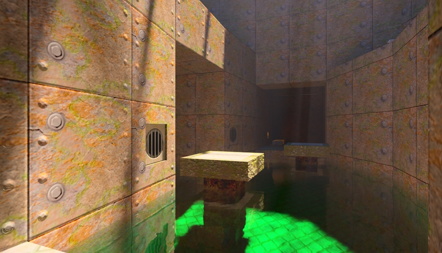 Quake II RTX už vůbec nevypadá jako brouzdání se rozkostičkovanými temnými norami (Zdroj: nvidia.com) Quake II RTX už vůbec nevypadá jako brouzdání se rozkostičkovanými temnými norami (Zdroj: nvidia.com)