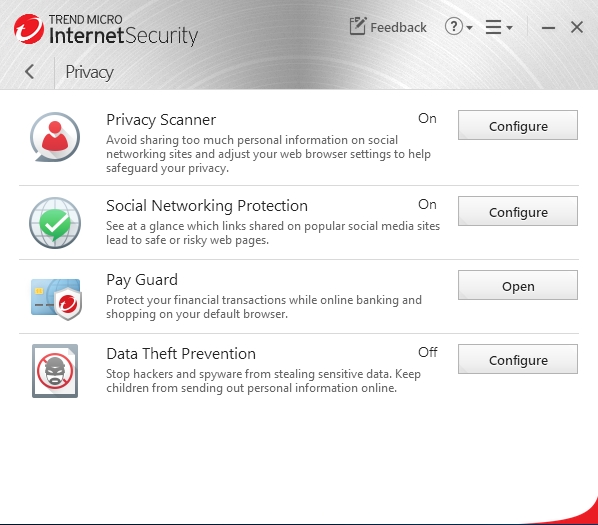 Trend Micro Internet Security: nástroje skupiny Privacy Trend Micro Internet Security: nástroje skupiny Privacy