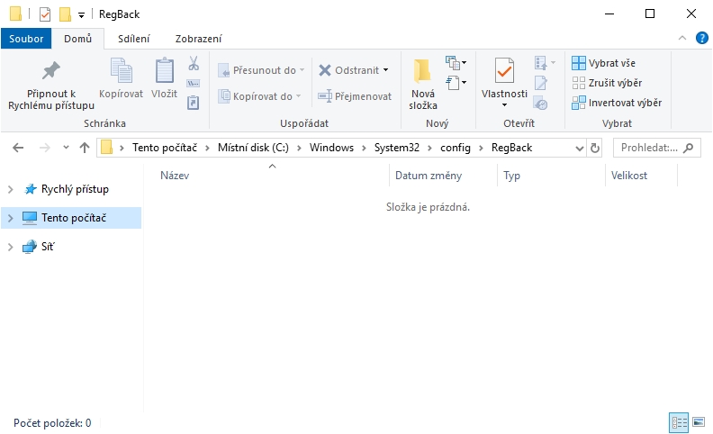 Adresář pro systémovou zálohu registru zeje prázdnotou... Adresář pro systémovou zálohu registru zeje prázdnotou...