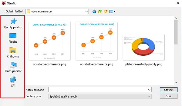 Obecné dialogové okno s panelem umístění