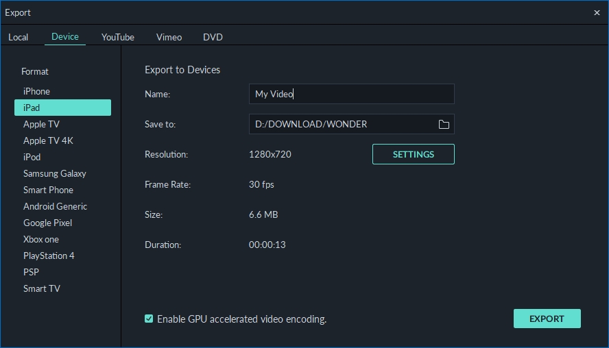 Ani exportu nechybí obecná vlastnost Filmory - bohatost možností Ani exportu nechybí obecná vlastnost Filmory - bohatost možností