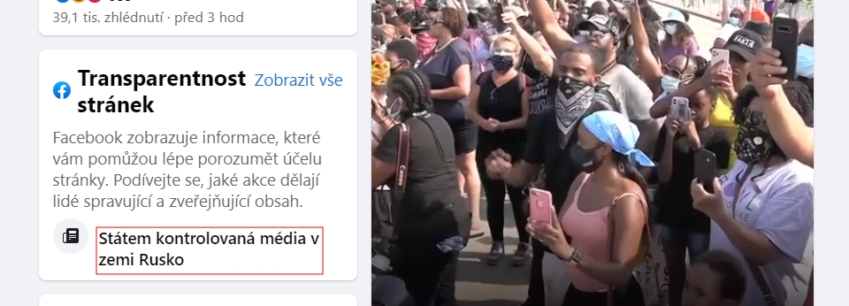 Označení je utopeno hluboko v informační struktuře (Zdroj: Facebook.com) Označení je utopeno hluboko v informační struktuře (Zdroj: Facebook.com)