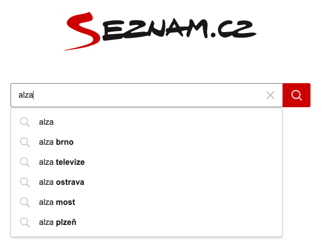 Nelokalizované našeptávání Seznamu (Zdroj: Seznam.cz) Nelokalizované našeptávání Seznamu (Zdroj: Seznam.cz)