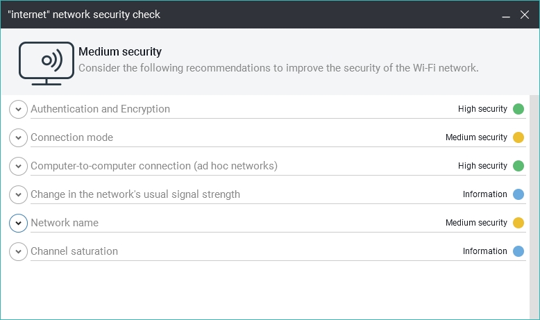 Wi-Fi Protection kategoriálně vyhodnocuje zabezpečení bezdrátového připojení Wi-Fi Protection kategoriálně vyhodnocuje zabezpečení bezdrátového připojení