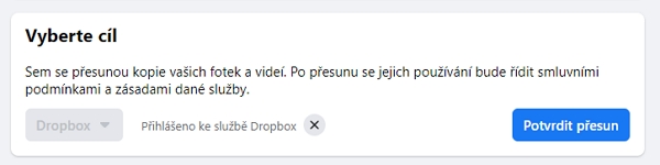 V rozhraní Facebooku je přesun nutno znovu výslovně potvrdit V rozhraní Facebooku je přesun nutno znovu výslovně potvrdit