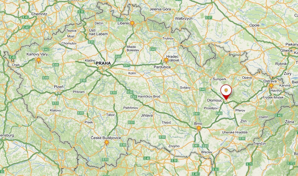 Všechna města možného startu Vánoční hry Map.cz jsou označena hvězdičkou viditelnou i bez přiblížení (Zdroj: Mapy.cz) Všechna města možného startu Vánoční hry Map.cz jsou označena hvězdičkou viditelnou i bez přiblížení (Zdroj: Mapy.cz)