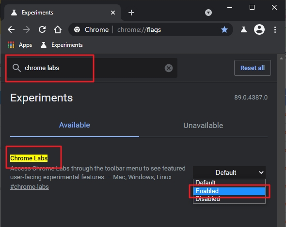 Postupujte chrome://flags - Chrome Labs - Enabled a restartujte Chrome (Zdroj: Google Chrome Canary) Postupujte chrome://flags - Chrome Labs - Enabled a restartujte Chrome (Zdroj: Google Chrome Canary)