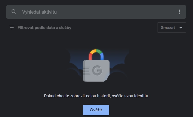 Jakýkoliv další přístup k aktivitám na stránce Moje aktivity na Googlu pak vyžaduje ověření heslem (Zdroj: Google.com) Jakýkoliv další přístup k aktivitám na stránce Moje aktivity na Googlu pak vyžaduje ověření heslem (Zdroj: Google.com)