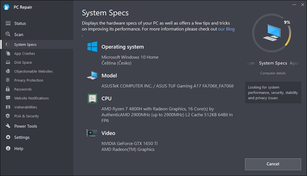 První spuštění doprovází velmi zevrubný sken  systému (Zdroj: Outbyte PC Repair) První spuštění doprovází velmi zevrubný sken  systému (Zdroj: Outbyte PC Repair)