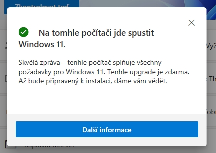 Oznámení o kompatibilitě počítače s operačním systémem Windows 11 (Zdroj: Microsoft.com) Oznámení o kompatibilitě počítače s operačním systémem Windows 11 (Zdroj: Microsoft.com)