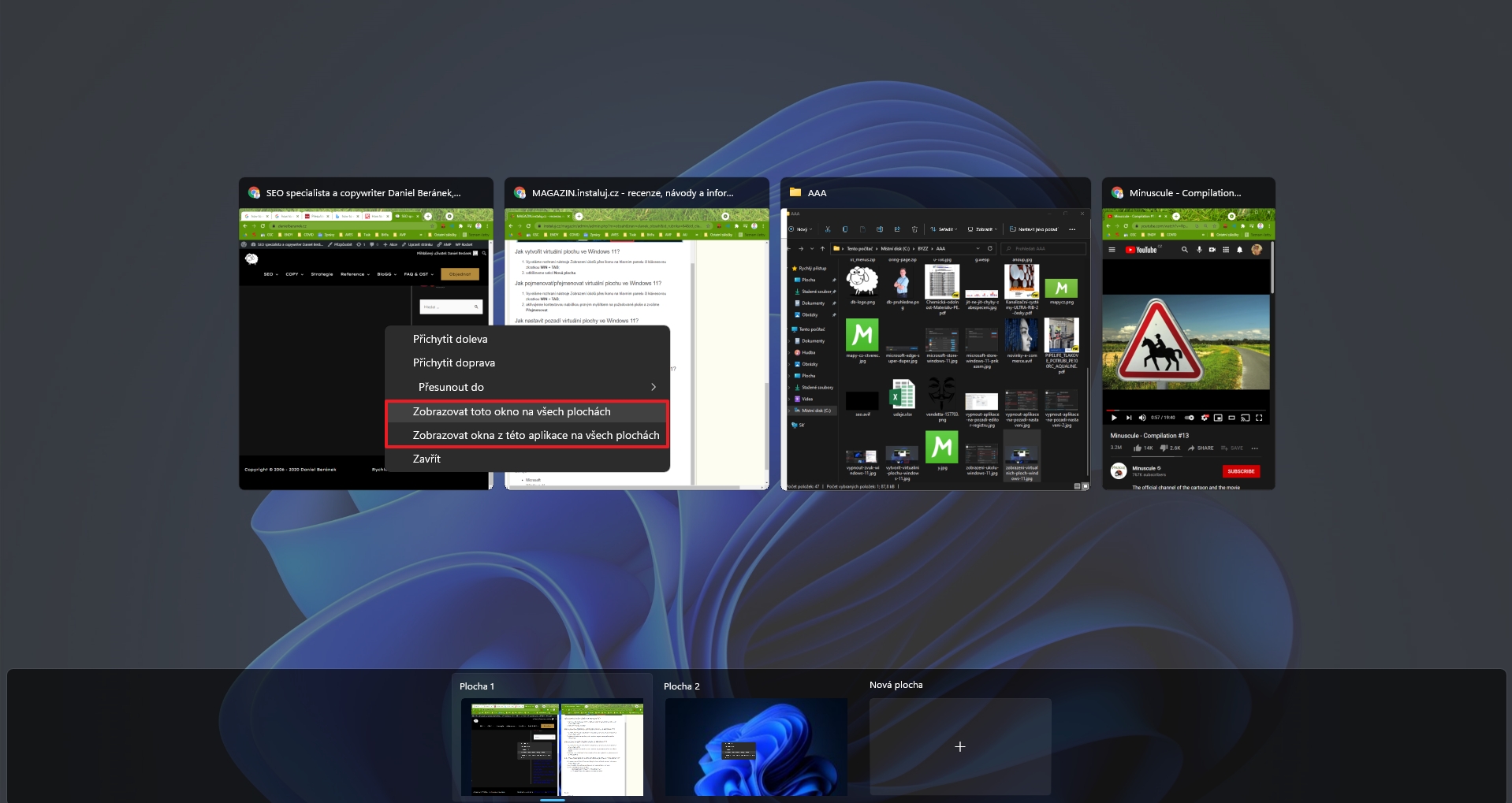 Jak pracovat s virtuálními plochami ve Windows 11?