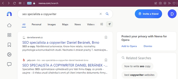 Neeva nabídne výsledky bez reklam a zachování soukromí (Zdroj: Vivaldi) Neeva nabídne výsledky bez reklam a zachování soukromí (Zdroj: Vivaldi)