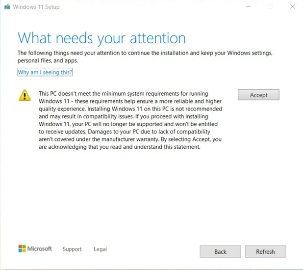 Varování před instalací Windows 11 na nepodporovaný hardware (Zdroj: The Verge) Varování před instalací Windows 11 na nepodporovaný hardware (Zdroj: The Verge)