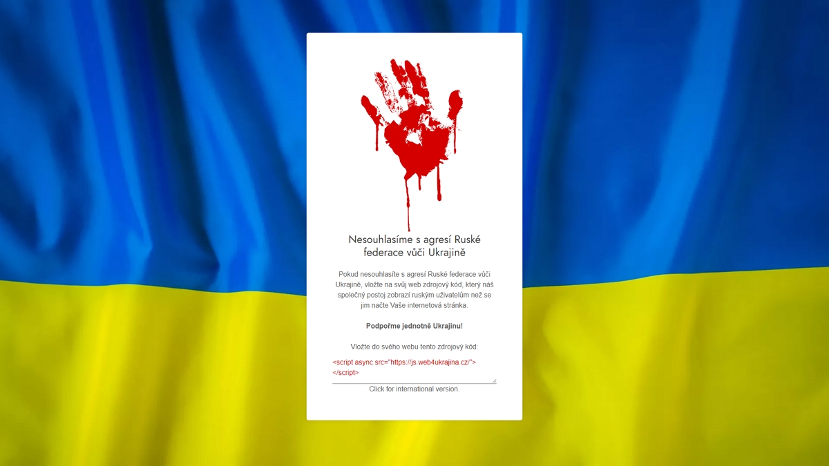 Web4Ukrajina připomíná Rusům neakceptovatelnost agrese vůči Ukrajině (Zdroj: Web4Ukrajina.cz)