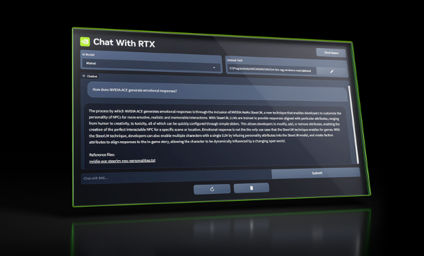 Chatovací rozhraní Chat with RTX (Zdroj: Nvidia) Chatovací rozhraní Chat with RTX (Zdroj: Nvidia)