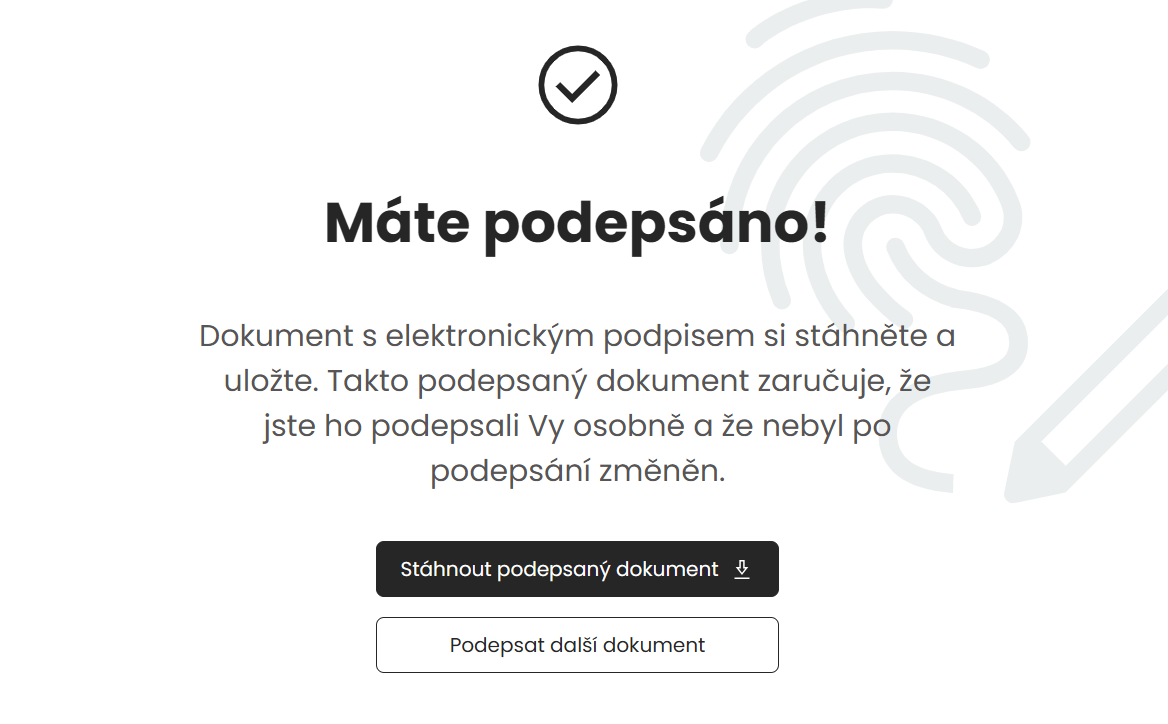 Potvrzení podepsání elektronického dokumentu pomocí bankovní identity (Zdroj: BankID.cz) Potvrzení podepsání elektronického dokumentu pomocí bankovní identity (Zdroj: BankID.cz)