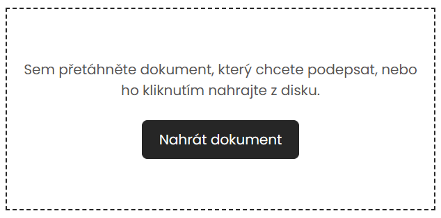 Pole pro vložení PDF dokumentu k elektronickému podpisu (Zdroj: BankID.cz) Pole pro vložení PDF dokumentu k elektronickému podpisu (Zdroj: BankID.cz)