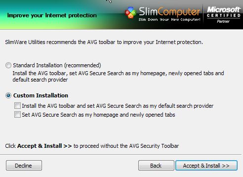Instalace bez toolbarů Instalace bez toolbarů