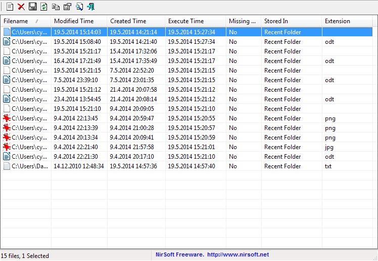 Přehledný výpis posledních otevíraných souborů Přehledný výpis posledních otevíraných souborů