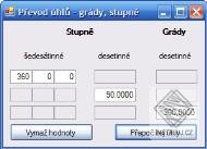Převod úhlů - grády, stupně
