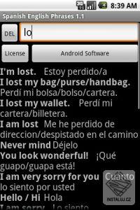 Spanish English basic phrases Android software