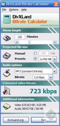 DivXLand Bitrate Calculator