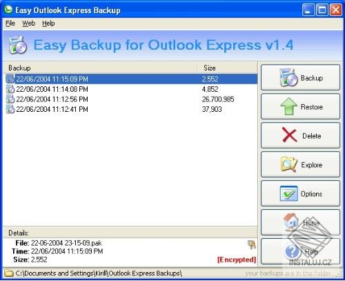 Easy Backup for Outlook Express