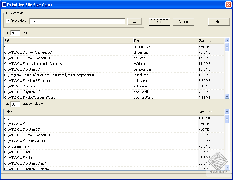 Primitive File Size Chart
