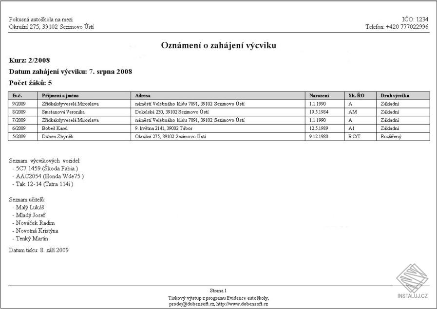 Evidence autoškoly