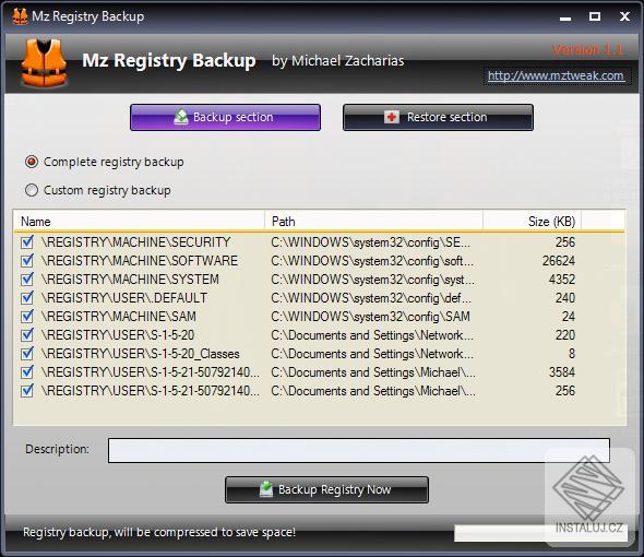 Mz Registry Backup