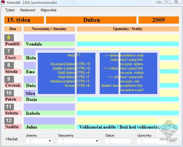 Kalendář - ZJsoftware