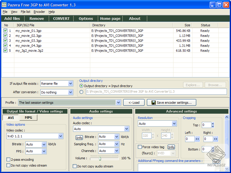 Pazera Free 3GP to AVI Converter