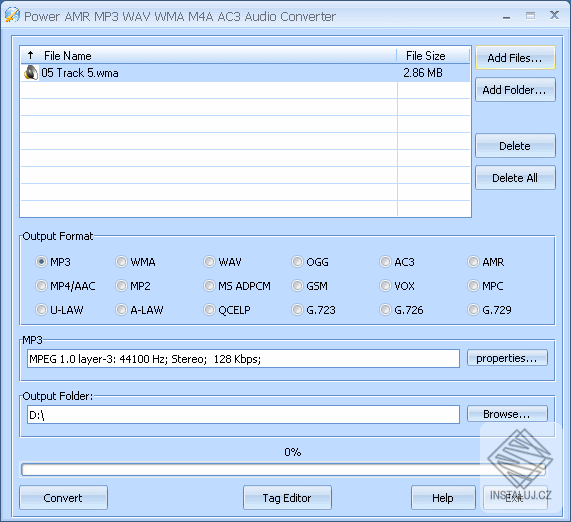 Power AMR MP3 WAV WMA M4A AC3 Audio Converter