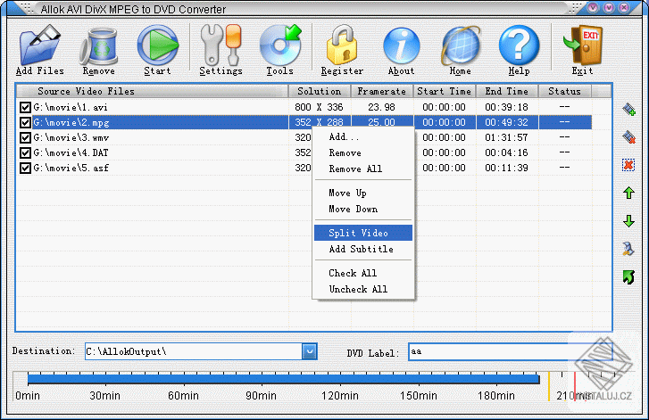 Allok AVI DivX MPEG to DVD Converter