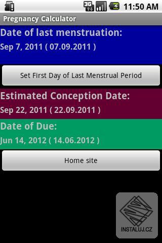 Těhotenská kalkulačka pro Android