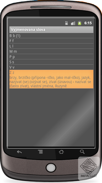 Vyjmenovaná slova Android software