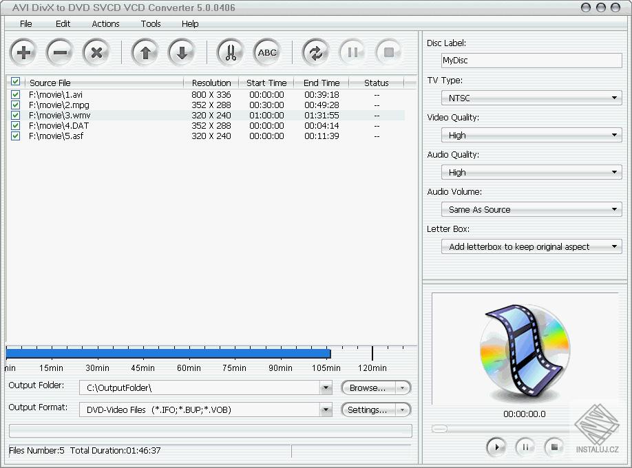 AVI DivX to DVD SVCD VCD Converter