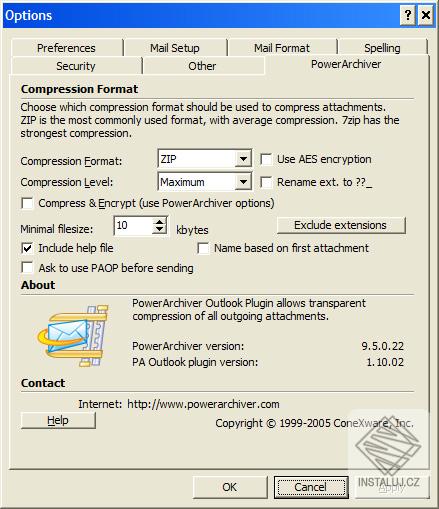 PowerArchiver Plug-in pro Outlook