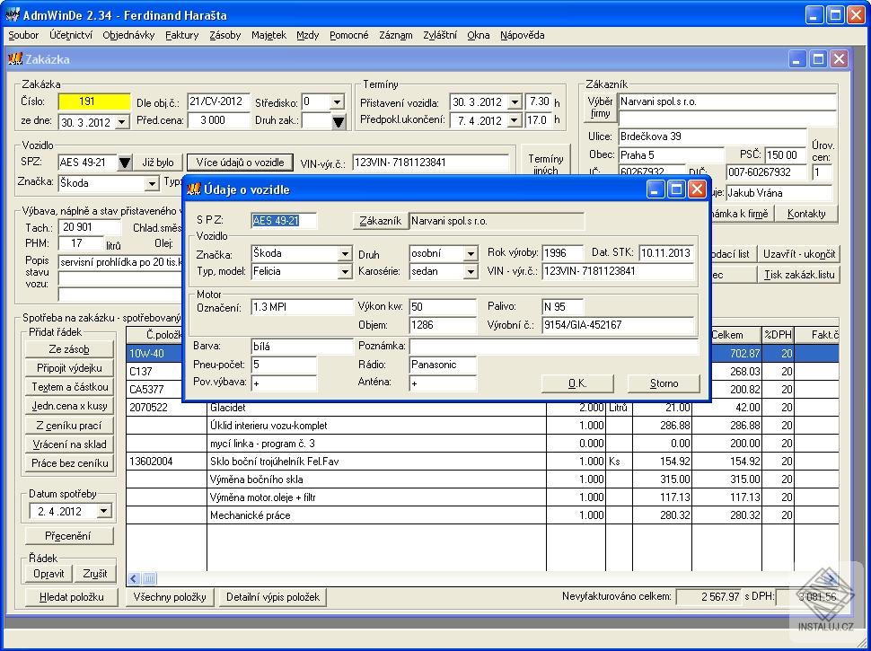 Program Autoservis + AdmWinDE