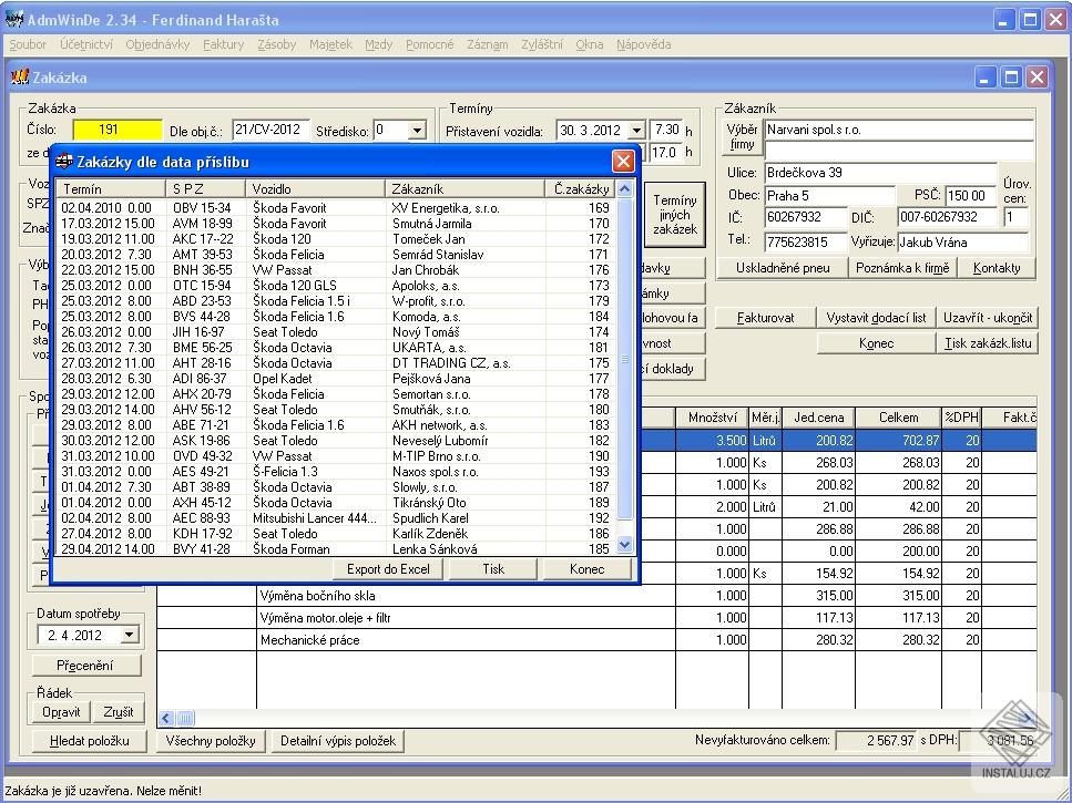 Program Autoservis + AdmWinDE