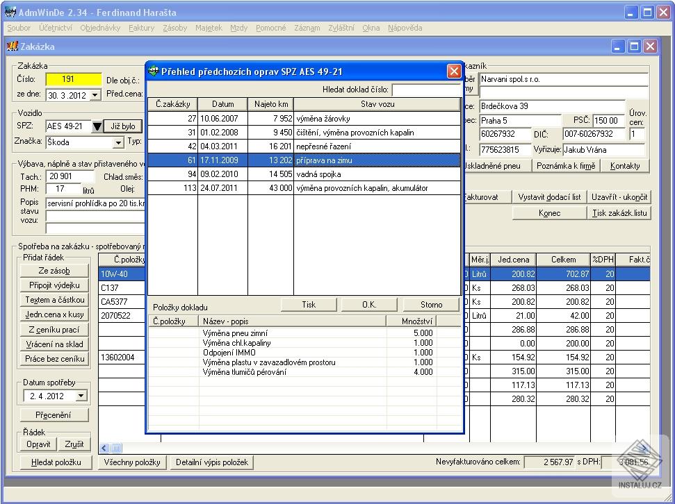 Program Autoservis + AdmWinDE