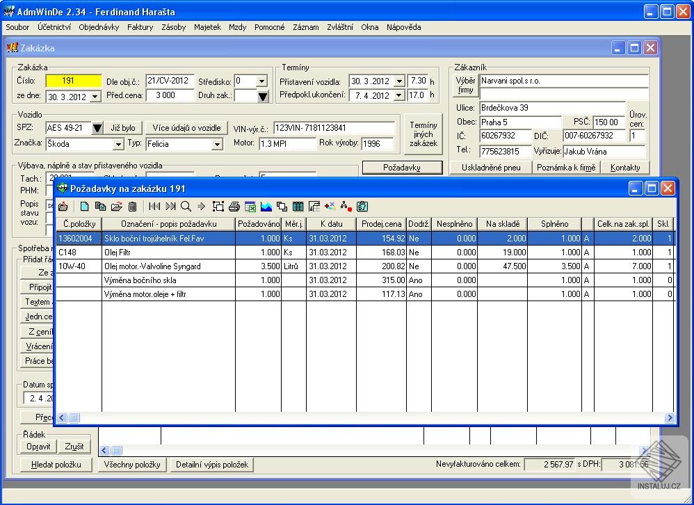 Program Autoservis + AdmWinPU