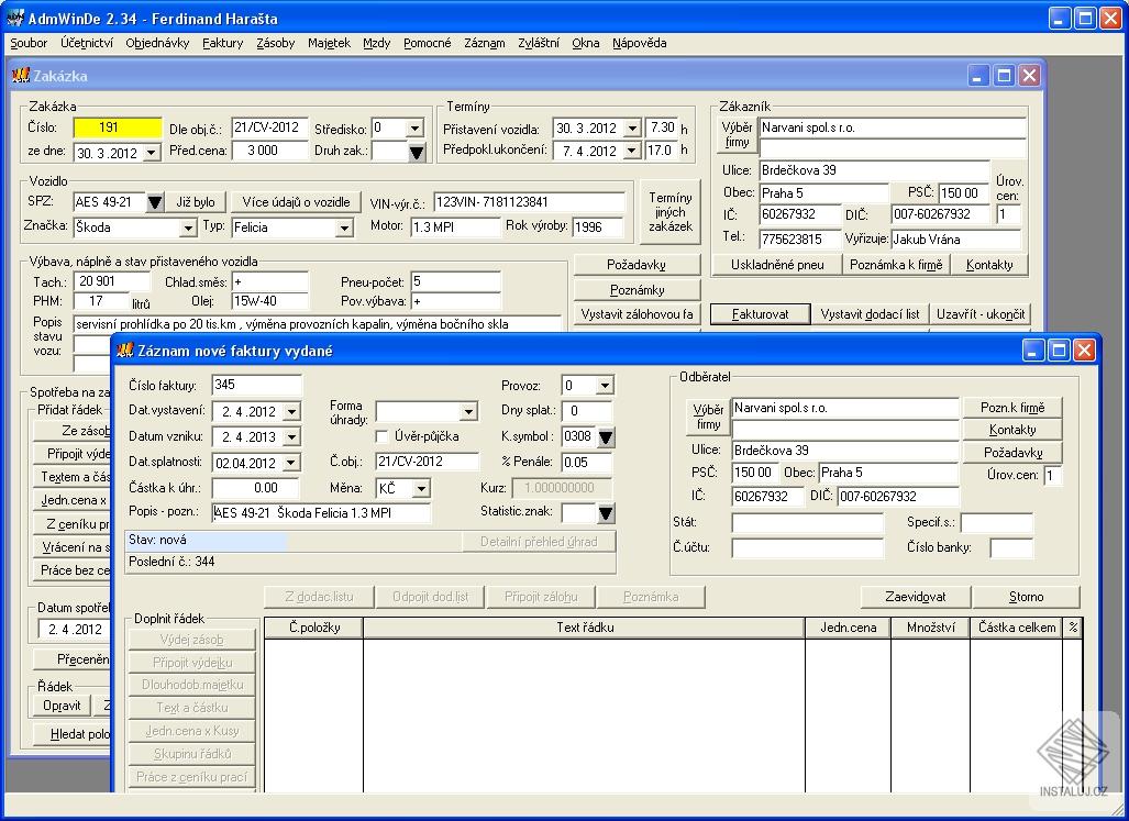 Program Autoservis + AdmWinPU