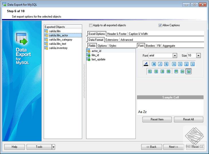 EMS Data Export for MySQL