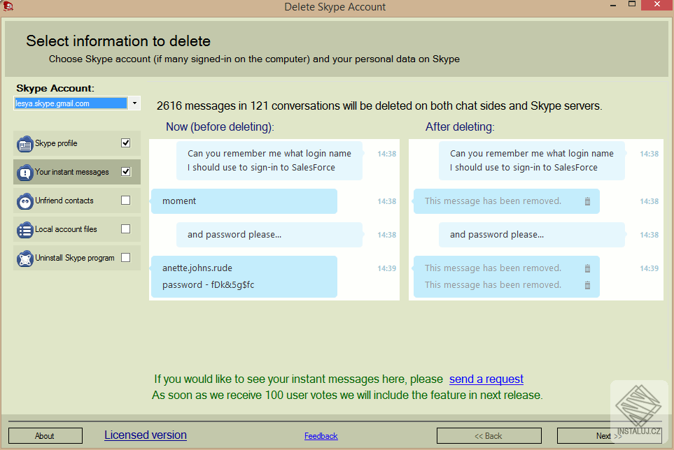Delete Skype Account