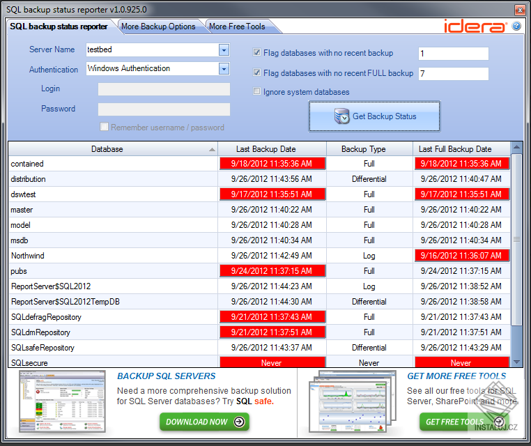 SQL Backup Status Reporter