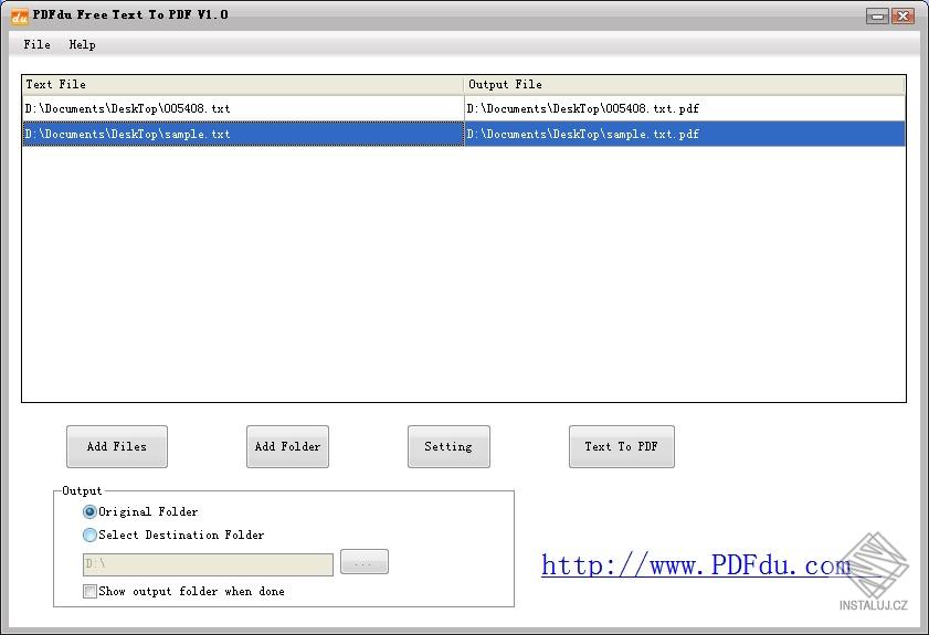 PDFdu Free Text to PDF Converter