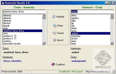 Česko - Hantecký a Hantecko - Český slovník