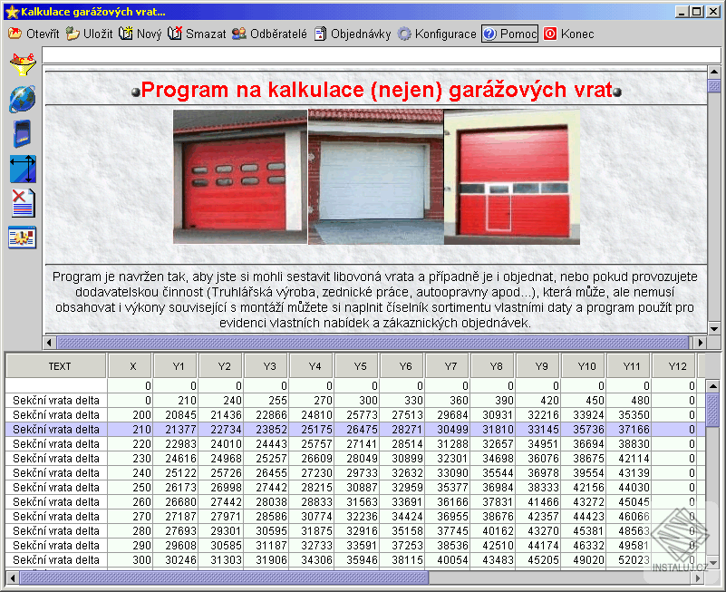 Kalkulace garážových vrat