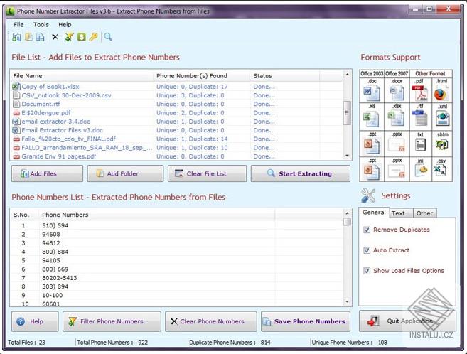 Phone Number Extractor Files